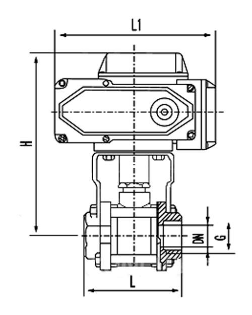 Q911F系列內(nèi)螺紋電動(dòng)球閥畫(huà)線(xiàn)圖